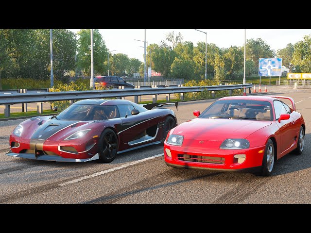 forza horizon 4 drag race: 1600 hp toyota supra vs koenigsegg agera rs